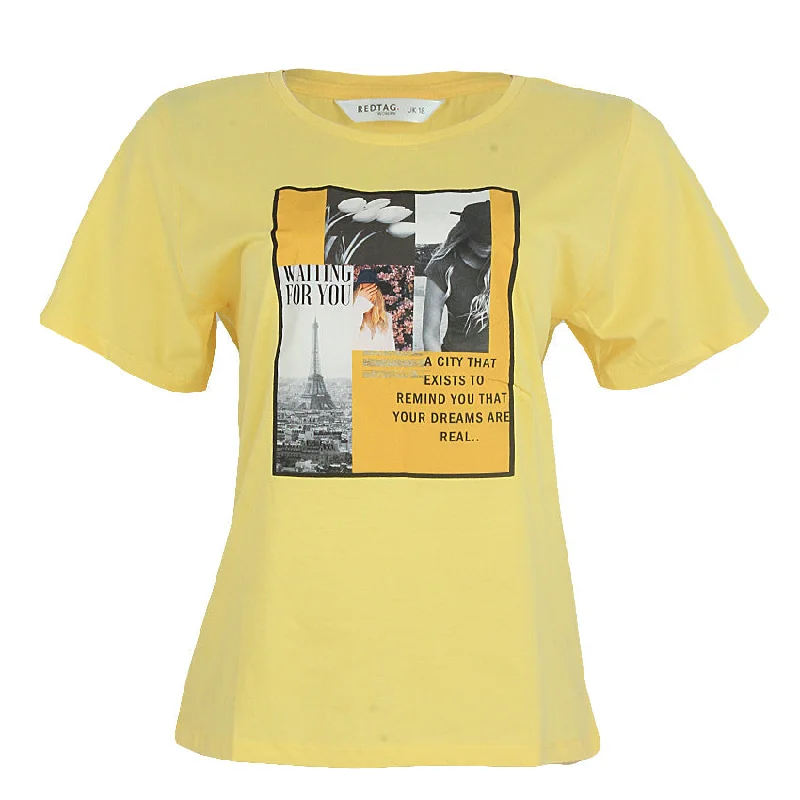 REDTAG Mustard Graphic Print T-Shirt