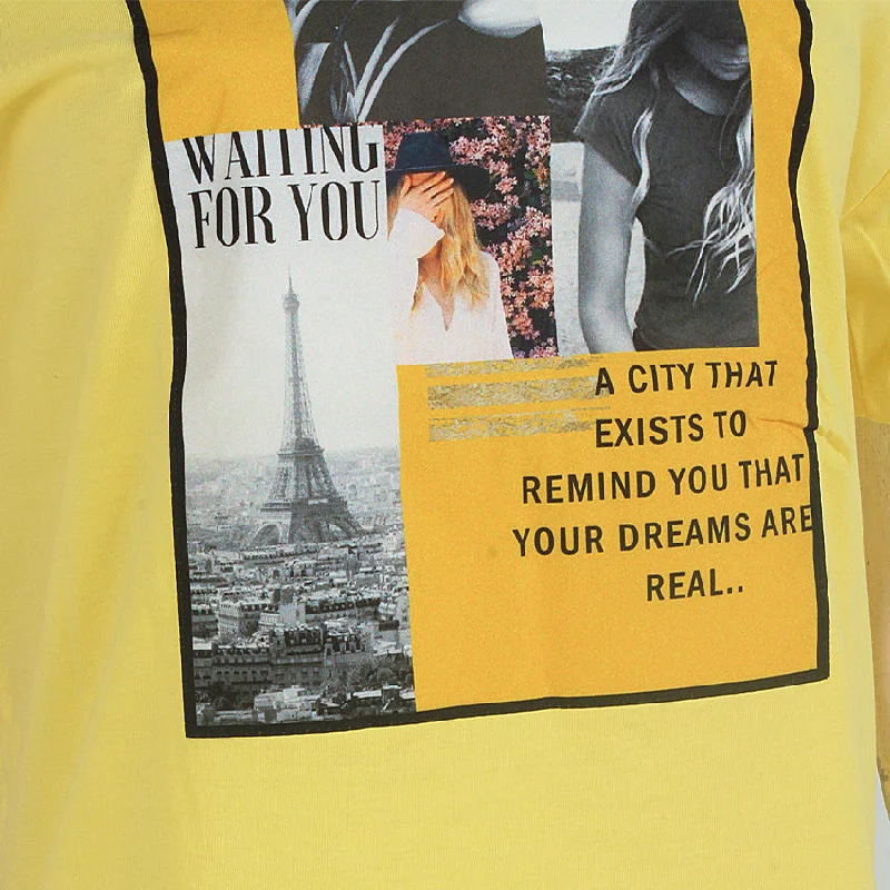 REDTAG Mustard Graphic Print T-Shirt