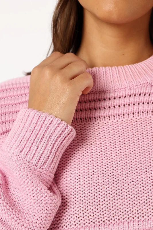 Beckett Textured Stripe Knit Sweater - Pink