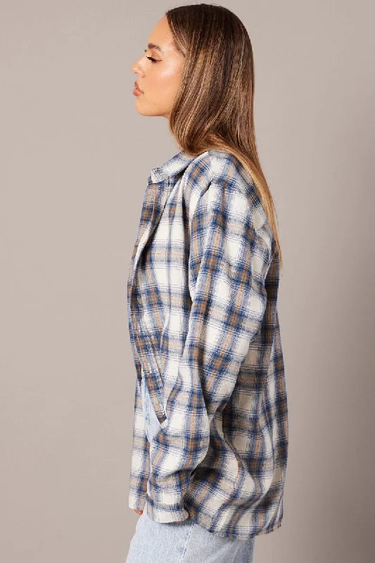 Blue Check Relaxed Shirt Long Sleeve