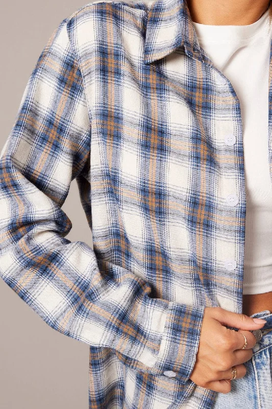 Blue Check Relaxed Shirt Long Sleeve