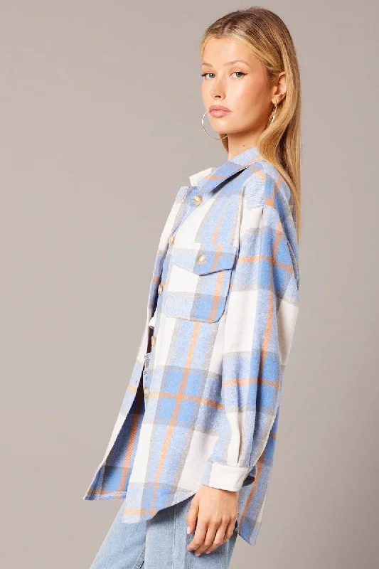 Blue Check Relaxed Shirt Long Sleeve