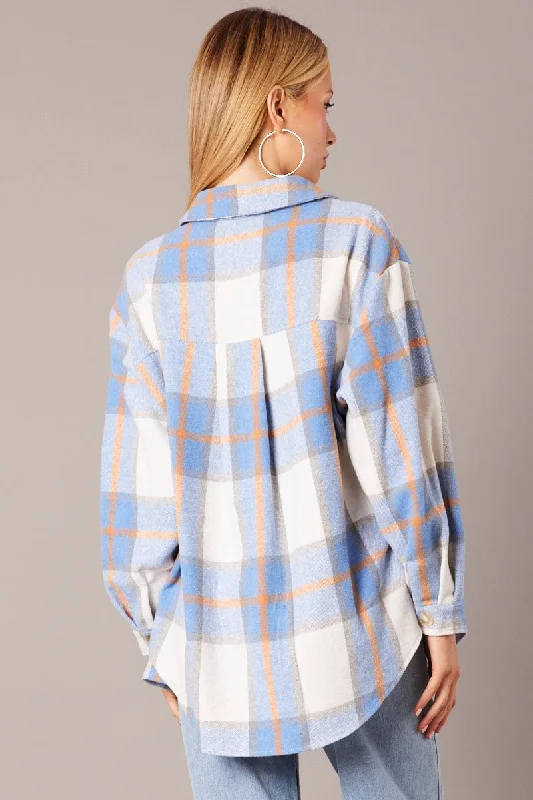 Blue Check Relaxed Shirt Long Sleeve