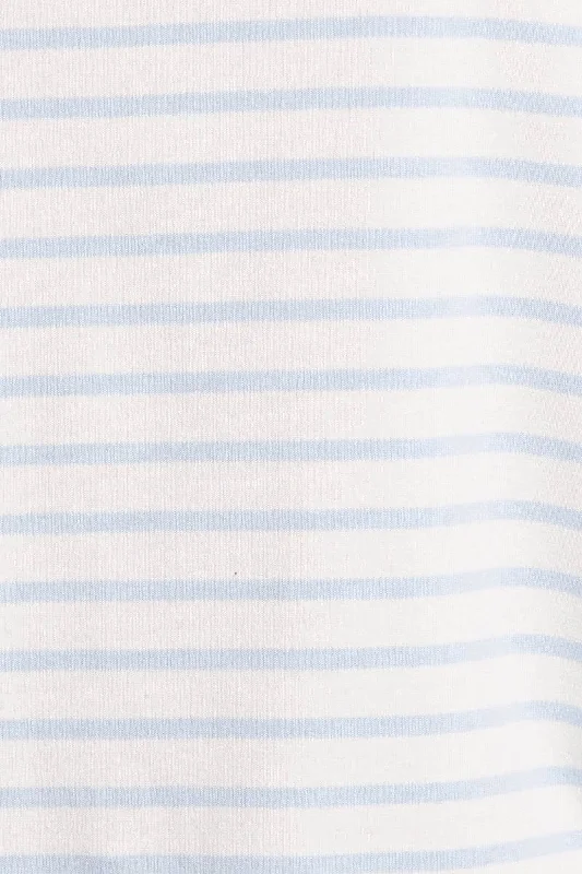 Blue Stripe Oversized T Shirt Short Sleeve Crew Neck