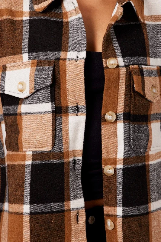 Brown Check Relaxed Shirt Long Sleeve