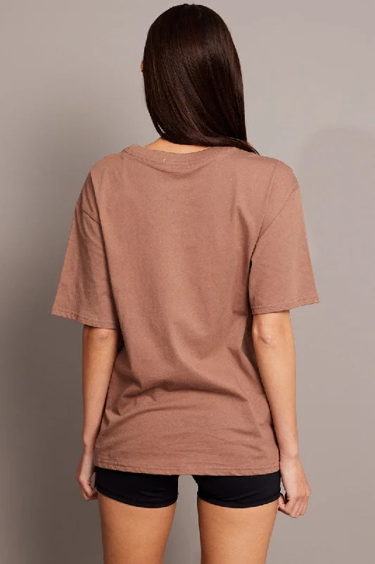 Brown Graphic Tee Short Sleeve