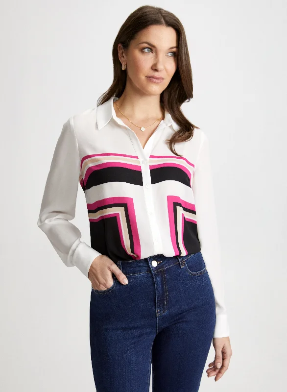 Colour Block Button-Down Blouse