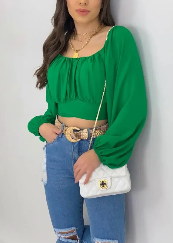 Elegant Long Lantern Sleeve Blouse