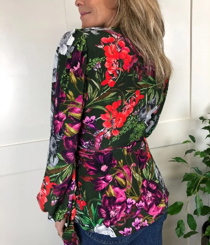 Garden Floral Tie Wrap Blouse