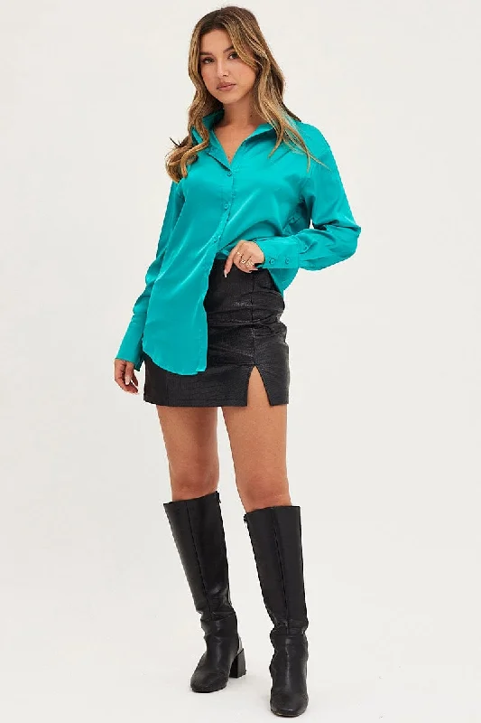 Green Shirt Top Long Sleeve