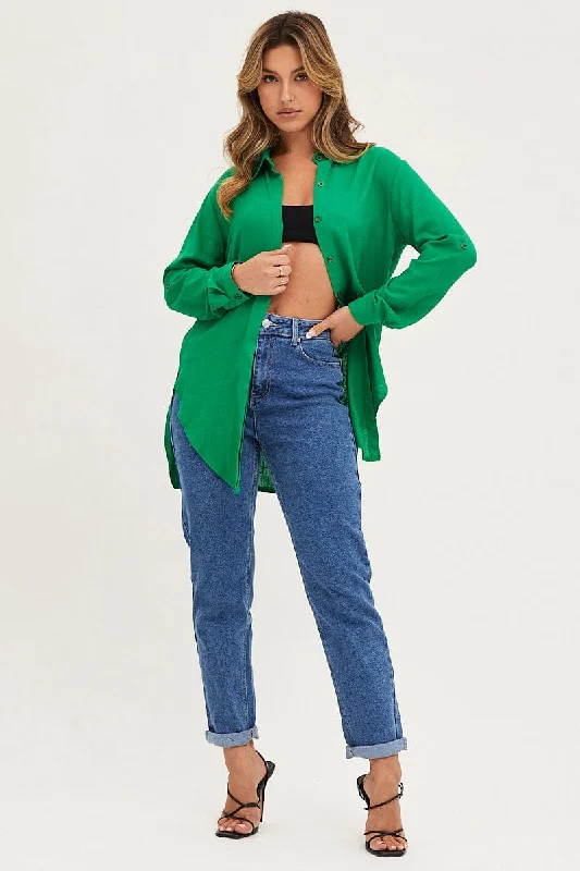 Green Shirt Top Long Sleeve