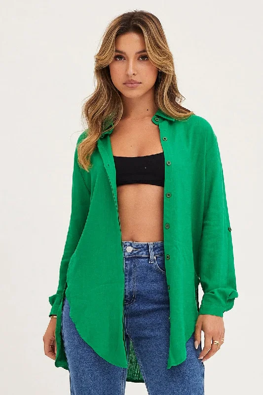 Green Shirt Top Long Sleeve