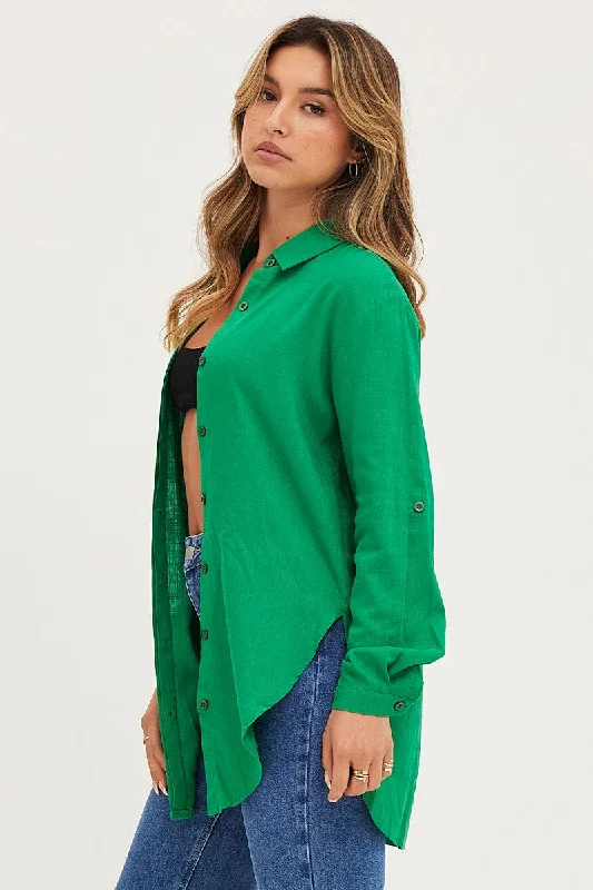 Green Shirt Top Long Sleeve