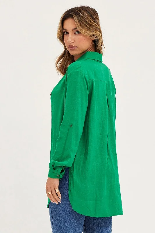 Green Shirt Top Long Sleeve