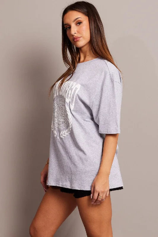 Grey Graphic Tee Short Sleeve