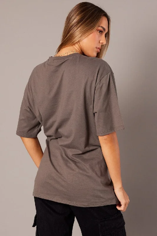 Grey Graphic Tee Short Sleeve