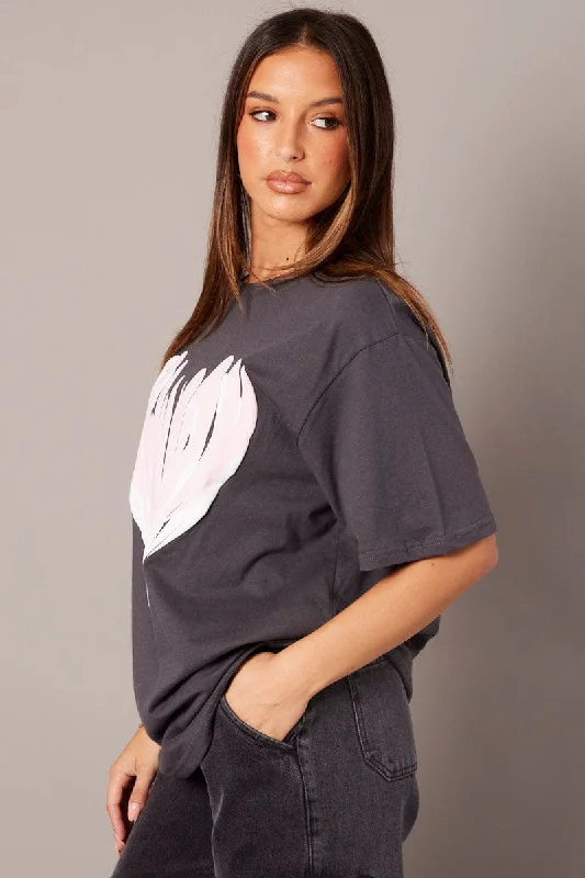 Grey Graphic Tee Short Sleeve