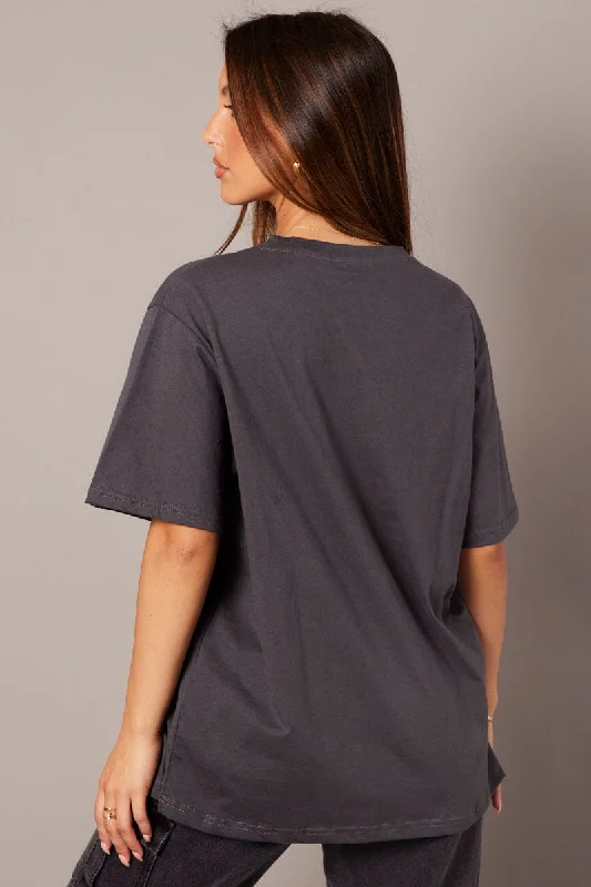 Grey Graphic Tee Short Sleeve