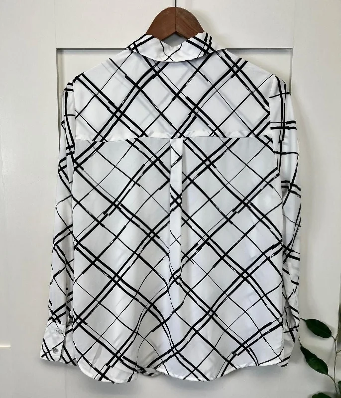 Ivory Check Long Sleeve Blouse