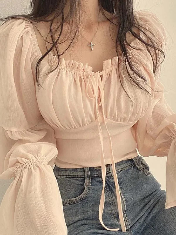 Korean Fashion Flare Sleeve Blouse