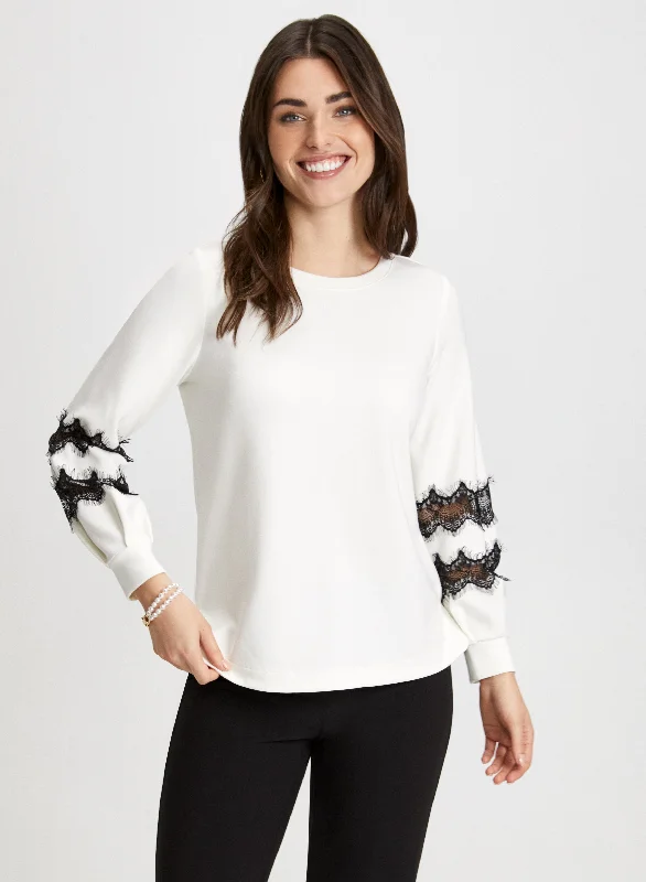 Lace Trim Long Sleeve Top