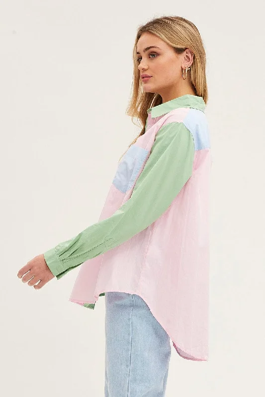 Multi Long Sleeve Collared Shirt