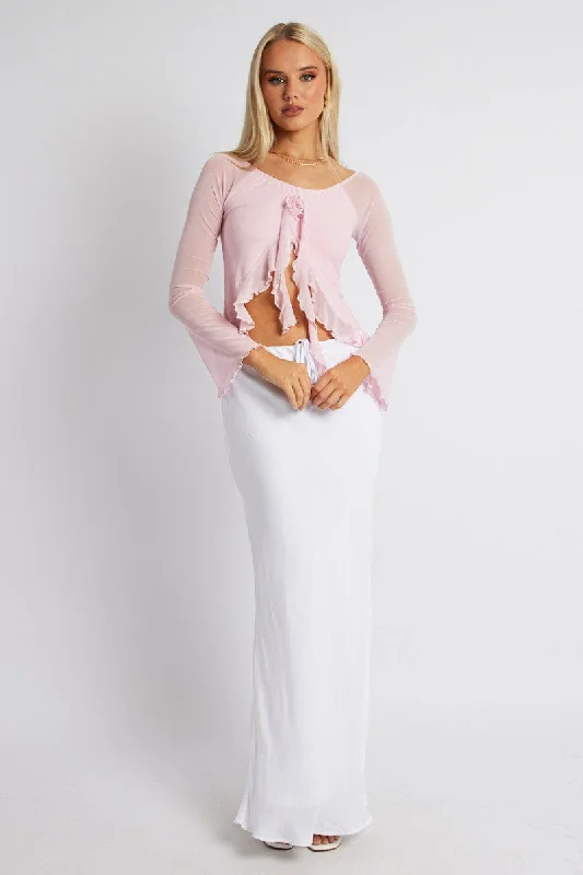 Pink Off Shoulder Top Long Sleeve