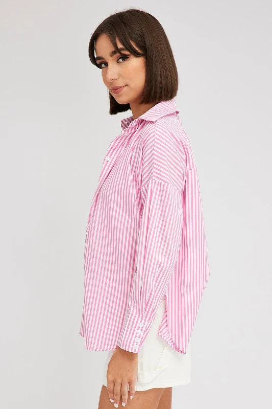 Pink Stripe Shirt Long Sleeve Stripes