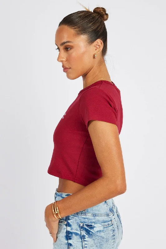 Red Graphic Tee Short Sleeve Crop