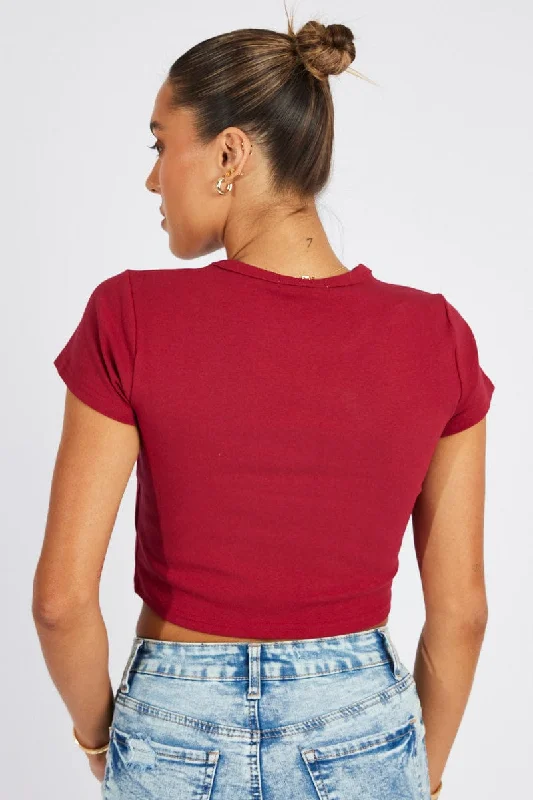 Red Graphic Tee Short Sleeve Crop