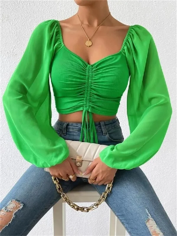 Sexy Low-Cut Chiffon Blouse