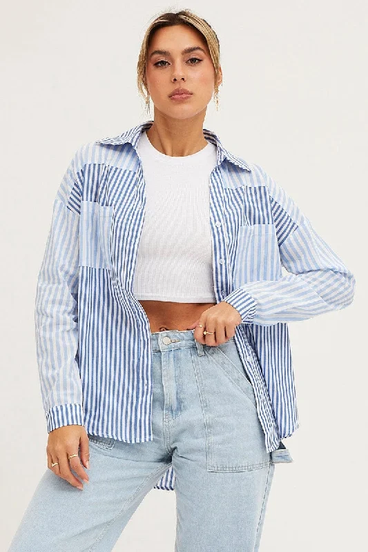 Stripe Long Sleeve Stripe Button Up Shirt