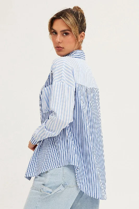 Stripe Long Sleeve Stripe Button Up Shirt