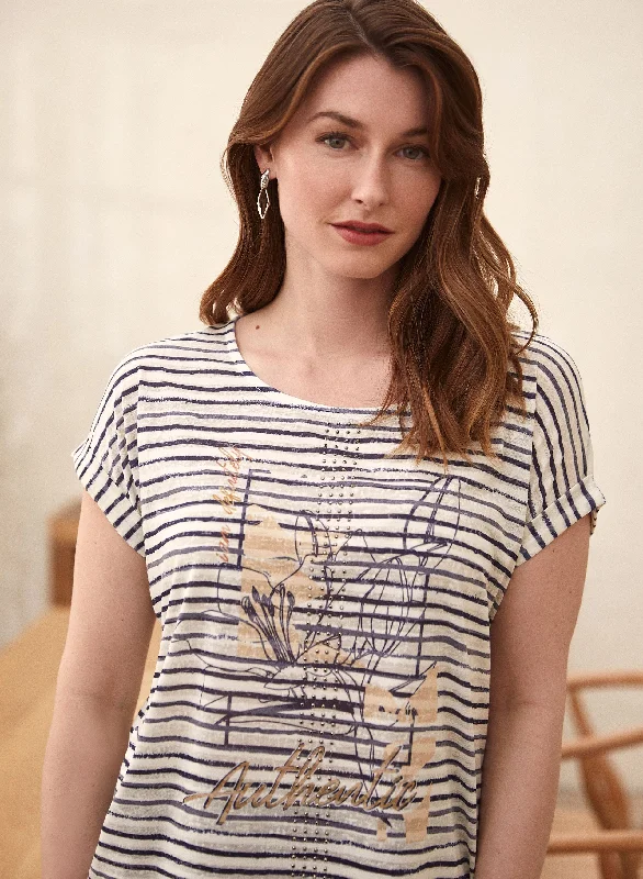 Striped Floral Print T-Shirt