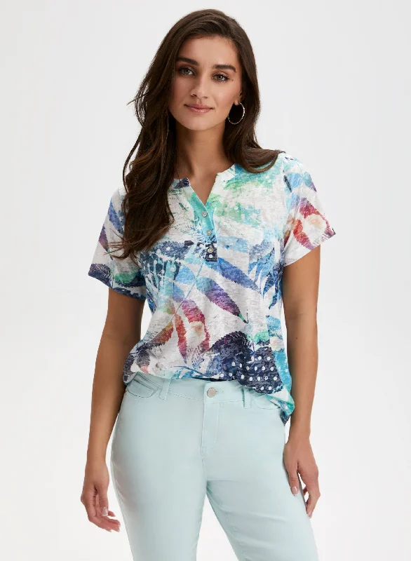 Tropical Print Burnout Tee