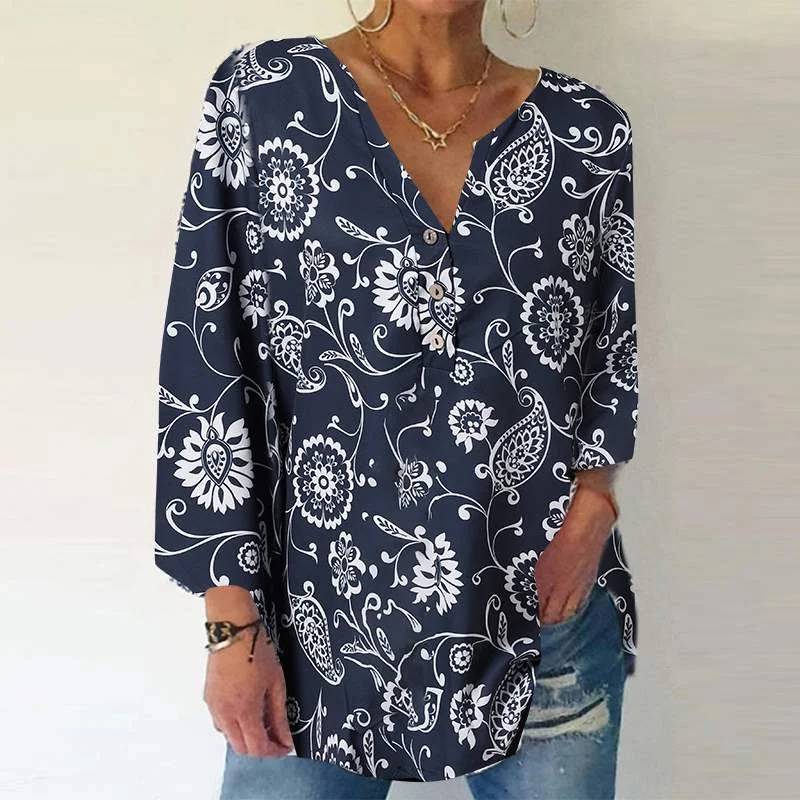 Vintage Printed Casual Long Sleeve Shirts