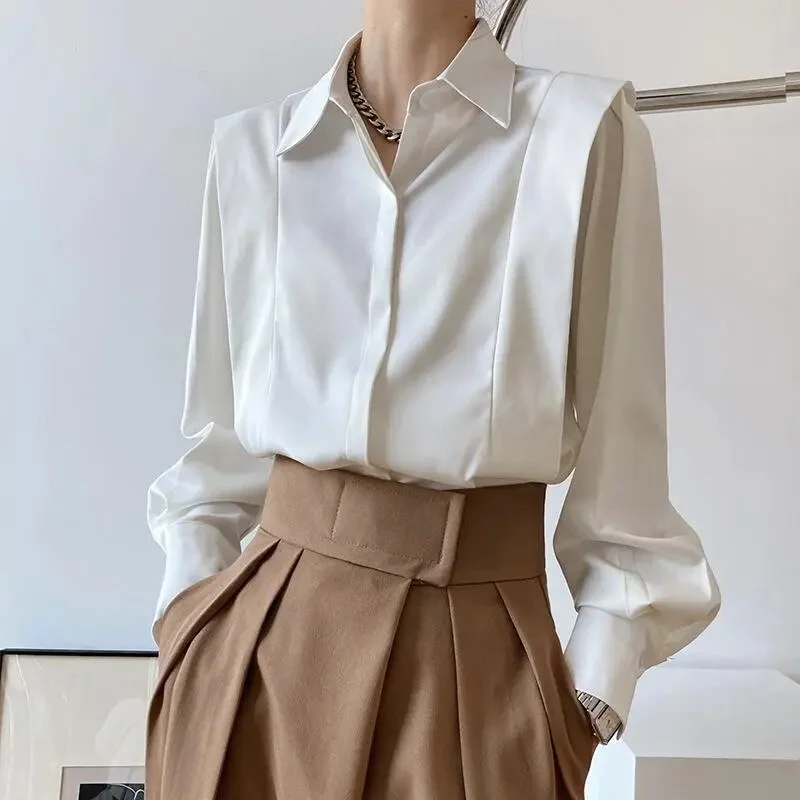 Vintage Satin White Blouse