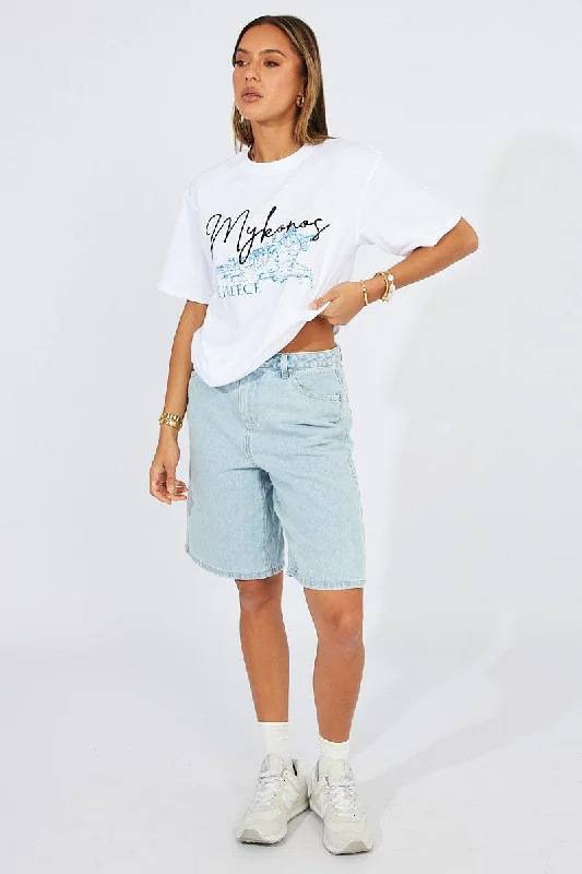 White Graphic Tee Short Sleeve