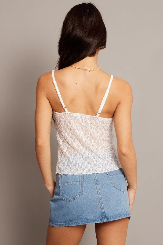 White Lace Butterfly Top Singlet