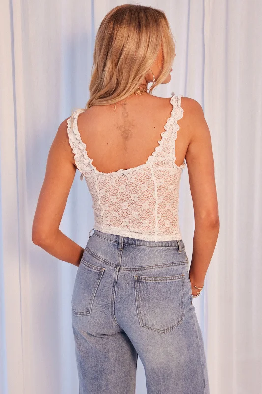 White Lace Top Sleeveless