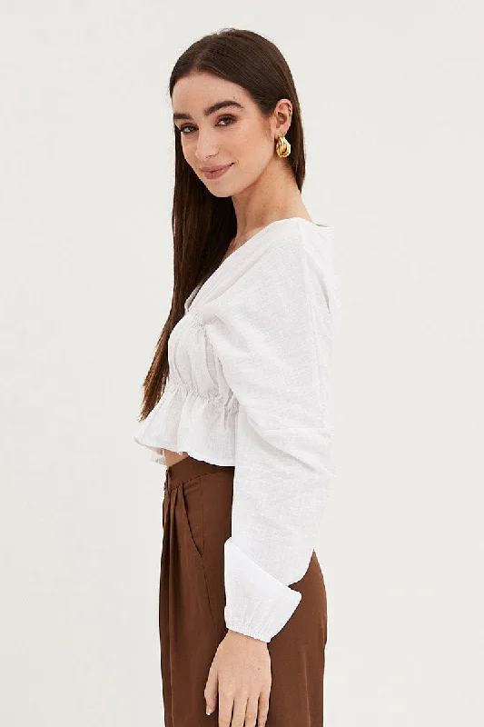 White Shirt Top Long Sleeve