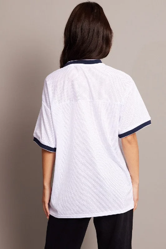 White Sports Tee Short Sleeve