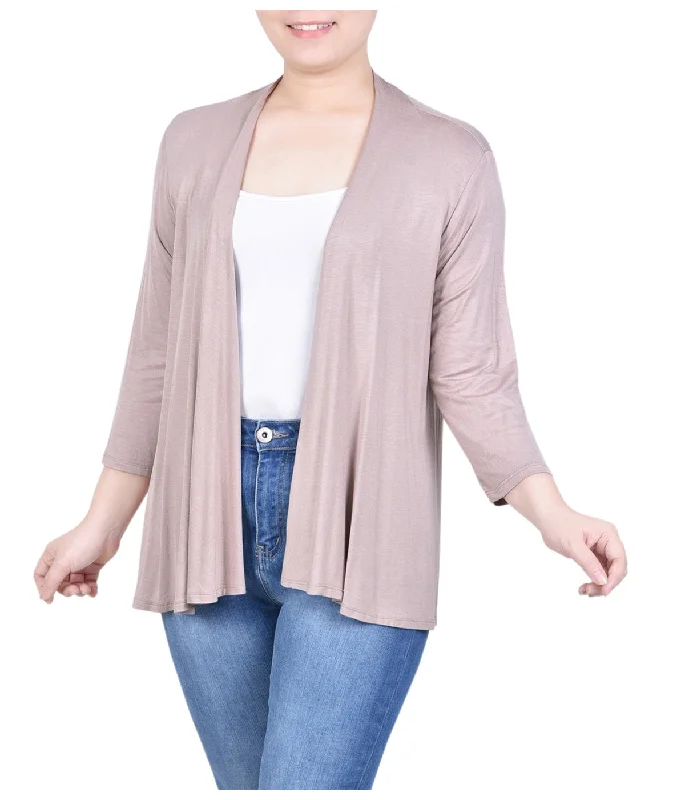 3/4 Sleeve Solid Cardigan