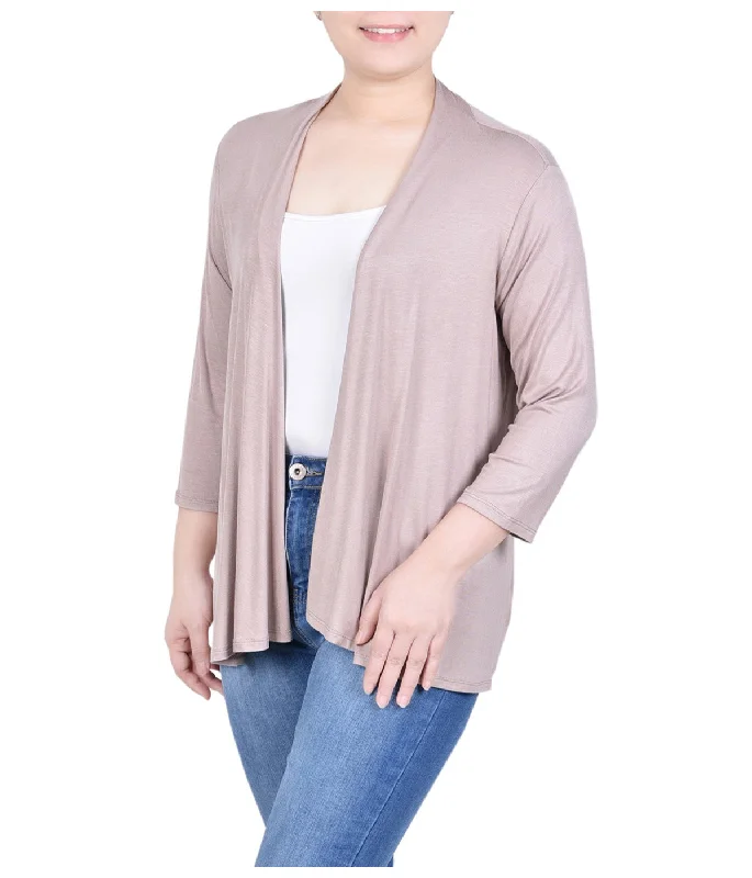 3/4 Sleeve Solid Cardigan