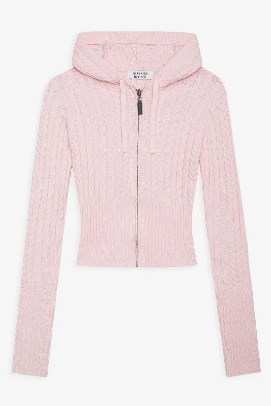 Aimee Cable Cloud Knit Hoodie - Rose Quartz