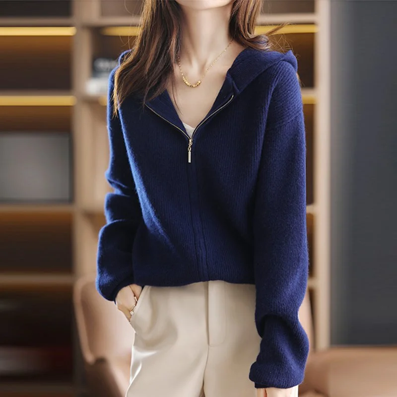 Casual Knitted Plain Long Sleeve Sweater