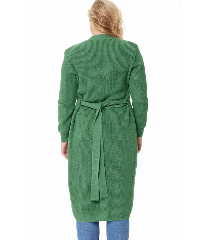 Cotton Cashmere Belted Cardigan Golf Green