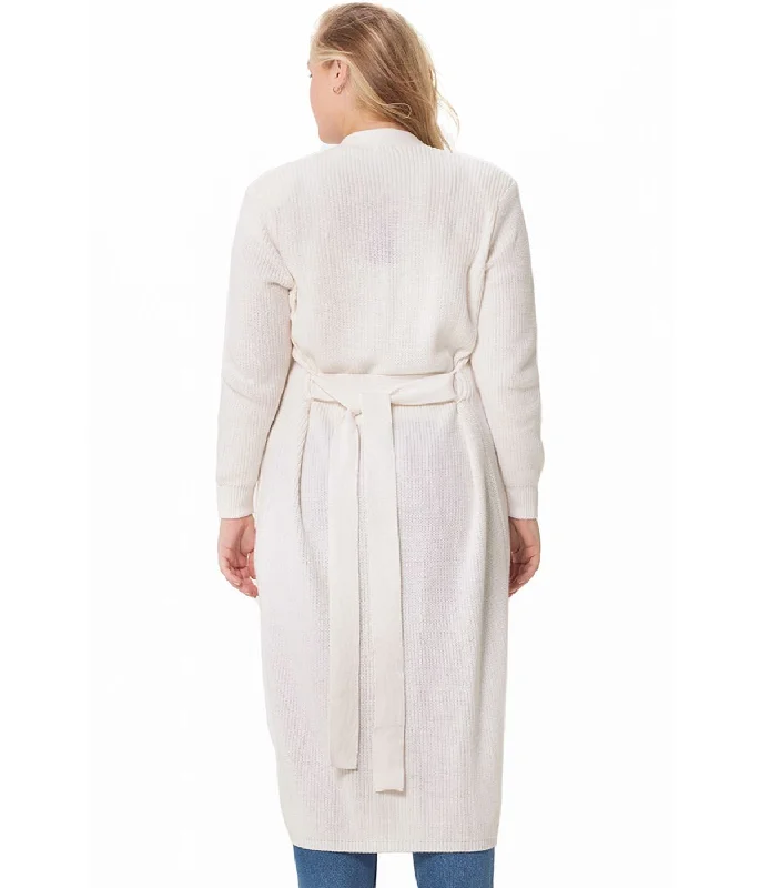 Cotton Cashmere Belted Cardigan White