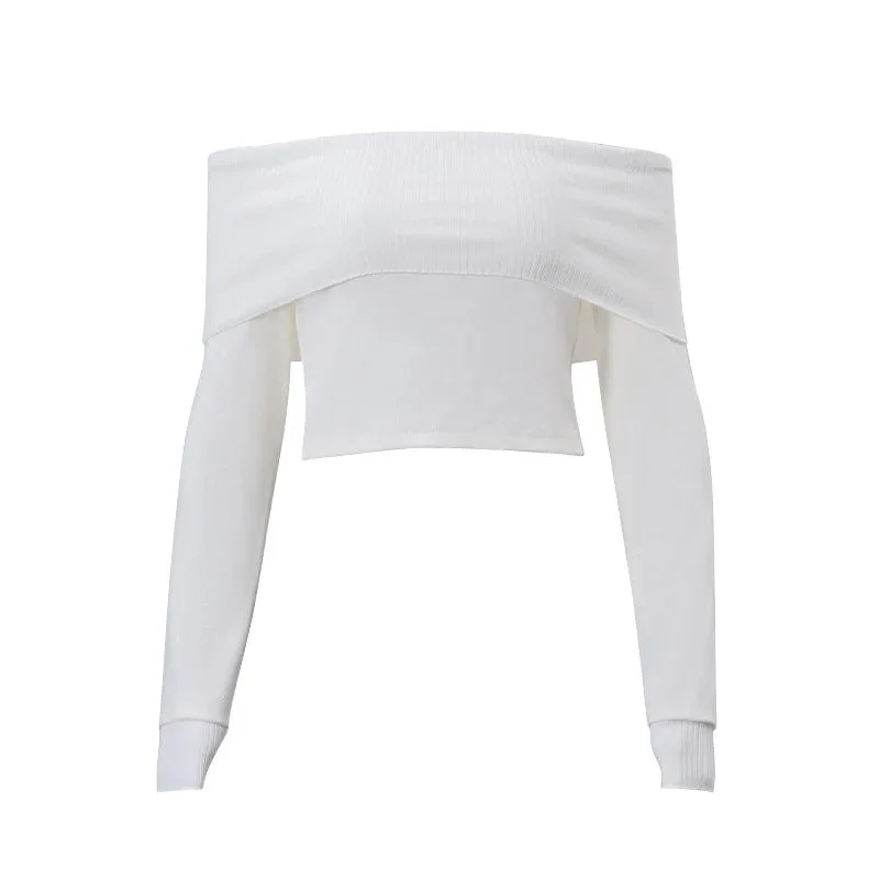 Knitted Rib Long Slim Female Autumn Winter Street Casual Sweater