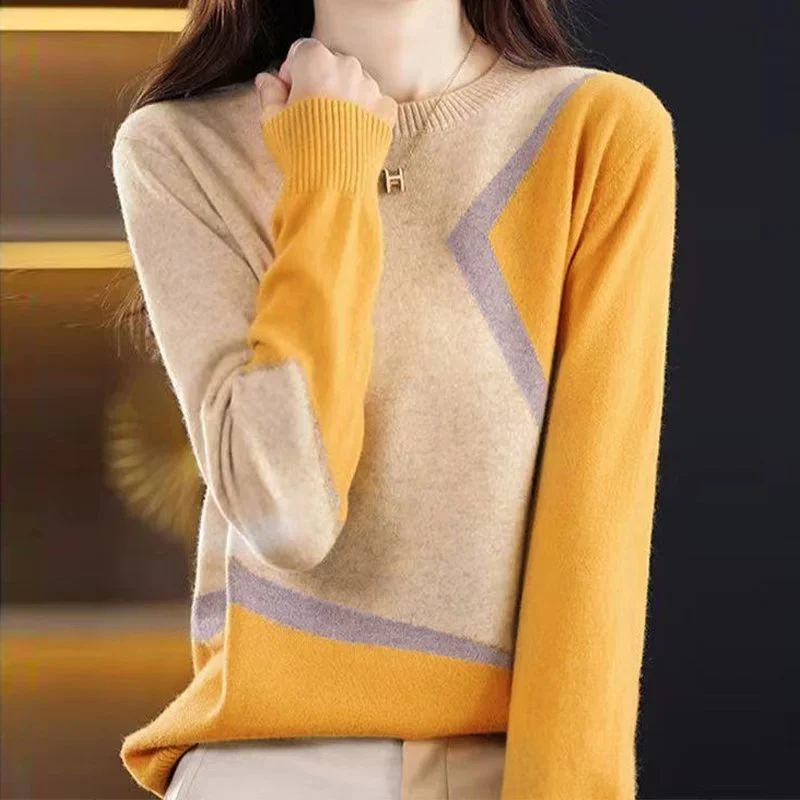 Geometric Long Sleeve Casual Knitted Sweater